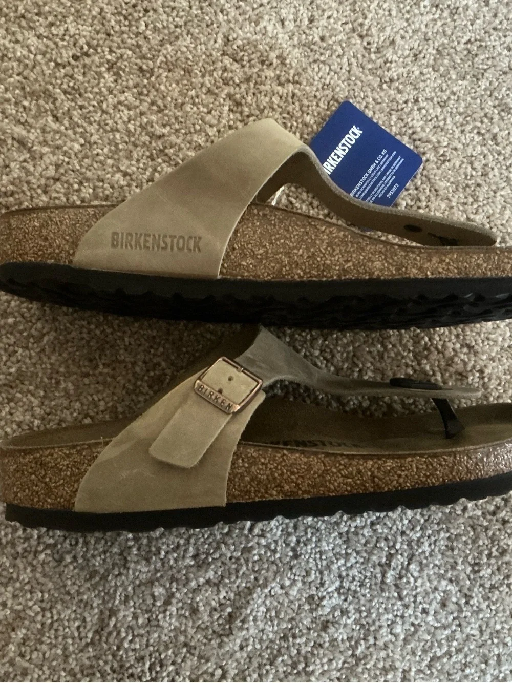 New Birkenstocks Taupe Gizeh Sandals-40